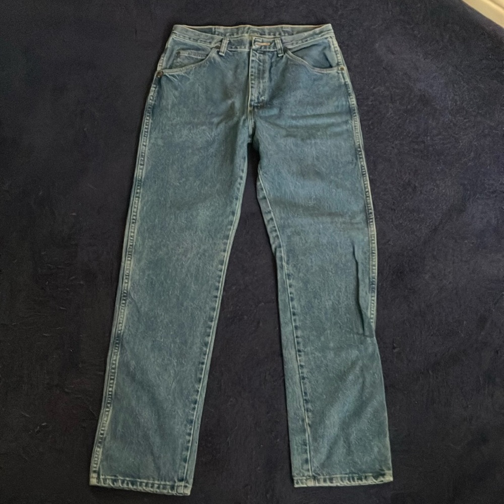 Wrangler Blue Straight Jeans Classic Style - Picture 2 of 2